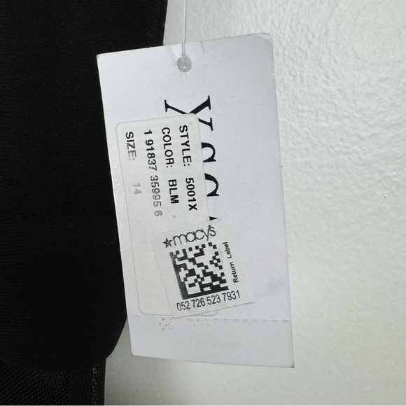 Xscape Floral Embroidered Front Slit Sleeveless Gown Maxi Dress Black + Pink 14 - Picture 11 of 16